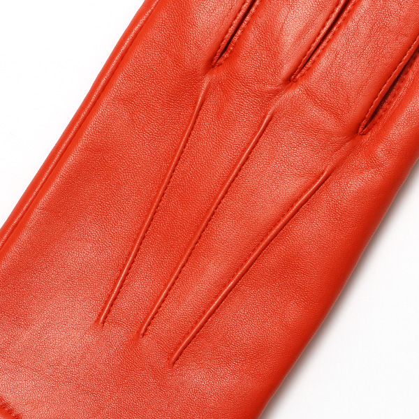  手袋 メンズ カシミヤ裏地 イタリア製仔羊革 国産 オレンジ 橙色 本革 レザー グローブ 防寒 KURODA(クロダ)