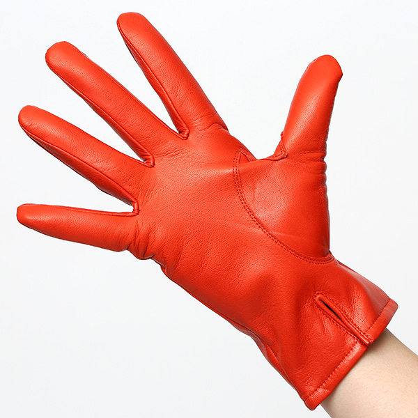 KURODA(クロダ) 革手袋 レディース カシミヤ裏地 オレンジ 橙色 防寒 グローブ 本革 レザー ウィメンズ 女性 通勤 スーツ ビジネス キレイめ 高級