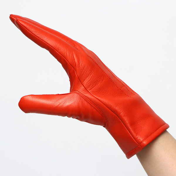 KURODA(クロダ) 革手袋 レディース カシミヤ裏地 オレンジ 橙色 防寒 グローブ 本革 レザー ウィメンズ 女性 通勤 スーツ ビジネス キレイめ 高級