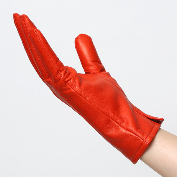 KURODA(クロダ) 革手袋 レディース カシミヤ裏地 オレンジ 橙色 防寒 グローブ 本革 レザー ウィメンズ 女性 通勤 スーツ ビジネス キレイめ 高級