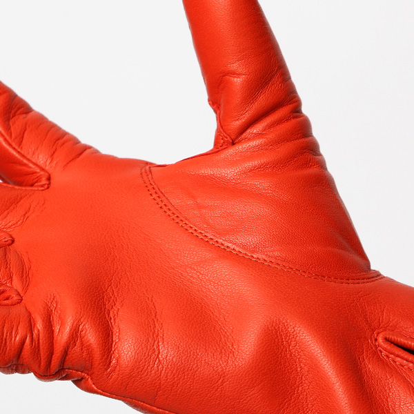 KURODA(クロダ) 革手袋 レディース カシミヤ裏地 オレンジ 橙色 防寒 グローブ 本革 レザー ウィメンズ 女性 通勤 スーツ ビジネス キレイめ 高級