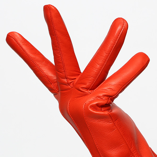 KURODA(クロダ) 革手袋 レディース カシミヤ裏地 オレンジ 橙色 防寒 グローブ 本革 レザー ウィメンズ 女性 通勤 スーツ ビジネス キレイめ 高級