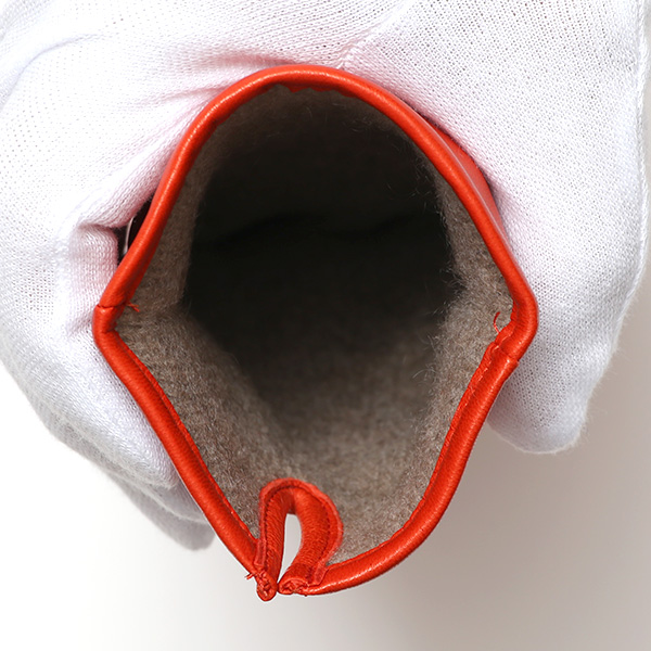 KURODA(クロダ) 革手袋 レディース カシミヤ裏地 オレンジ 橙色 防寒 グローブ 本革 レザー ウィメンズ 女性 通勤 スーツ ビジネス キレイめ 高級