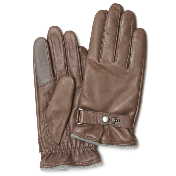  手袋 メンズ レザー スマホ対応 イタリーラム カシミヤ100％ 本革 グローブ 防寒 ベルト付き 革手袋 グレー グレイ 灰色 本革 グローブ ブランド ギフト クリスマス バレンタイン 男性用 高級 手袋 日本製 クロダ(KURODA)