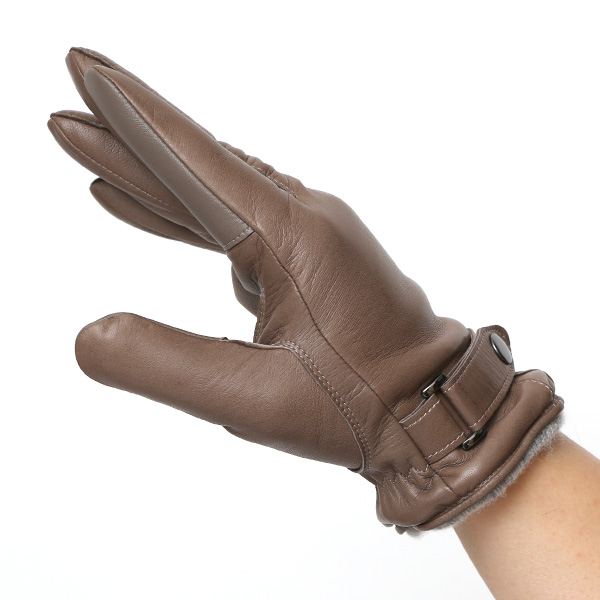  手袋 メンズ レザー スマホ対応 イタリーラム カシミヤ100％ 本革 グローブ 防寒 ベルト付き 革手袋 グレー グレイ 灰色 本革 グローブ ブランド ギフト クリスマス バレンタイン 男性用 高級 手袋 日本製 クロダ(KURODA)
