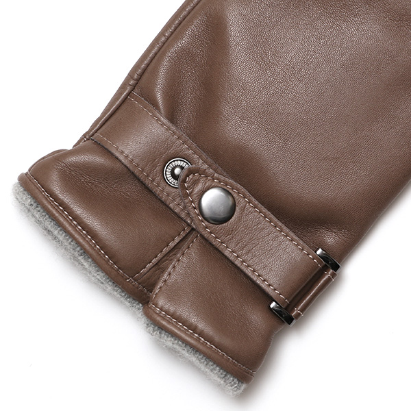  手袋 メンズ レザー スマホ対応 イタリーラム カシミヤ100％ 本革 グローブ 防寒 ベルト付き 革手袋 グレー グレイ 灰色 本革 グローブ ブランド ギフト クリスマス バレンタイン 男性用 高級 手袋 日本製 クロダ(KURODA)