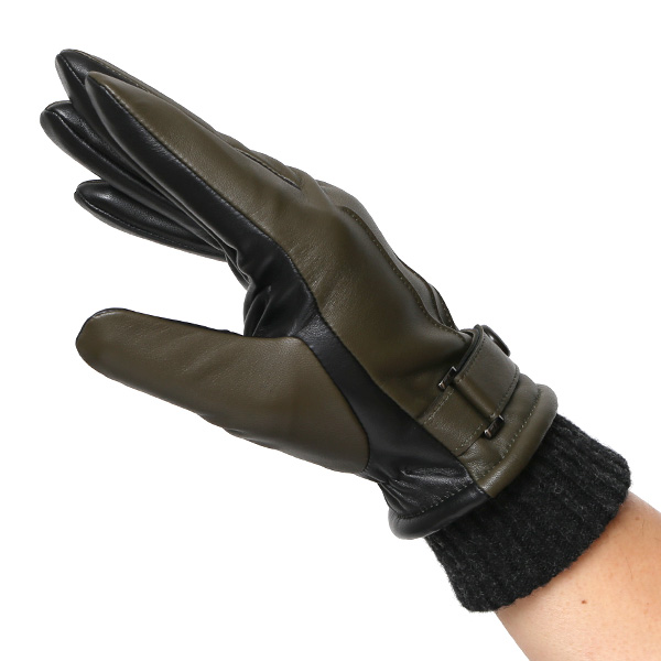  手袋 メンズ スマホ対応 レザーグローブ ベルト リブ付き タッチパネル 革手袋 防寒 冬 温かい てぶくろ グリーン 緑色 日本製 ブランド プレゼント ギフト 彼氏 旦那 男性 クリスマス バレンタイン 手袋 クロダ(KURODA)