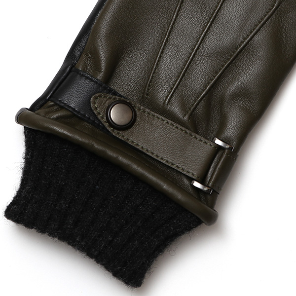  手袋 メンズ スマホ対応 レザーグローブ ベルト リブ付き タッチパネル 革手袋 防寒 冬 温かい てぶくろ グリーン 緑色 日本製 ブランド プレゼント ギフト 彼氏 旦那 男性 クリスマス バレンタイン 手袋 クロダ(KURODA)