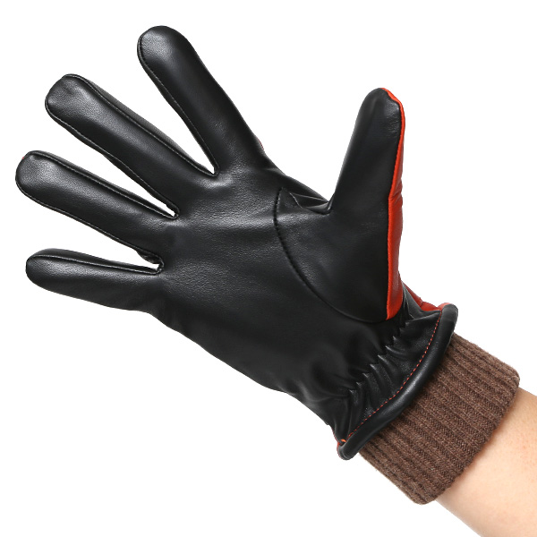 手袋 メンズ スマホ対応 レザーグローブ ベルト リブ付き タッチパネル 革手袋 防寒 冬 温かい てぶくろ オレンジ 橙色 日本製 ブランド プレゼント ギフト 彼氏 旦那 男性 クリスマス バレンタイン 手袋 クロダ(KURODA)