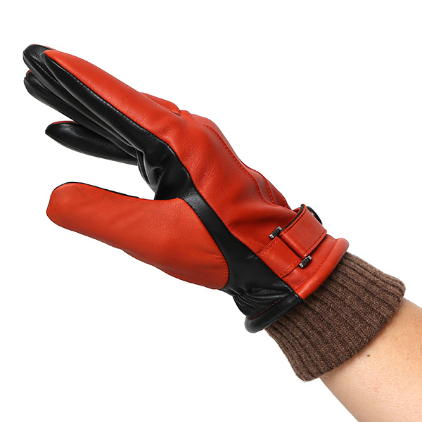 手袋 メンズ スマホ対応 レザーグローブ ベルト リブ付き タッチパネル 革手袋 防寒 冬 温かい てぶくろ オレンジ 橙色 日本製 ブランド プレゼント ギフト 彼氏 旦那 男性 クリスマス バレンタイン 手袋 クロダ(KURODA)