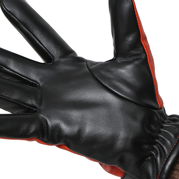 手袋 メンズ スマホ対応 レザーグローブ ベルト リブ付き タッチパネル 革手袋 防寒 冬 温かい てぶくろ オレンジ 橙色 日本製 ブランド プレゼント ギフト 彼氏 旦那 男性 クリスマス バレンタイン 手袋 クロダ(KURODA)