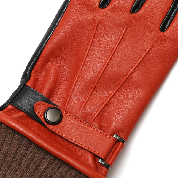 手袋 メンズ スマホ対応 レザーグローブ ベルト リブ付き タッチパネル 革手袋 防寒 冬 温かい てぶくろ オレンジ 橙色 日本製 ブランド プレゼント ギフト 彼氏 旦那 男性 クリスマス バレンタイン 手袋 クロダ(KURODA)