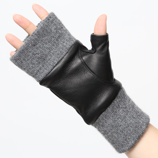  手袋 レディース 本革 カシミヤ裏地 フィンガーレス 防寒 革手袋 日本製 ブランド ブラック 黒 黒色 スマホ タッチパネル 操作可能 女性 通勤 ビジネス プレゼント 化粧箱付き おしゃれ 高級 KURODA(クロダ)