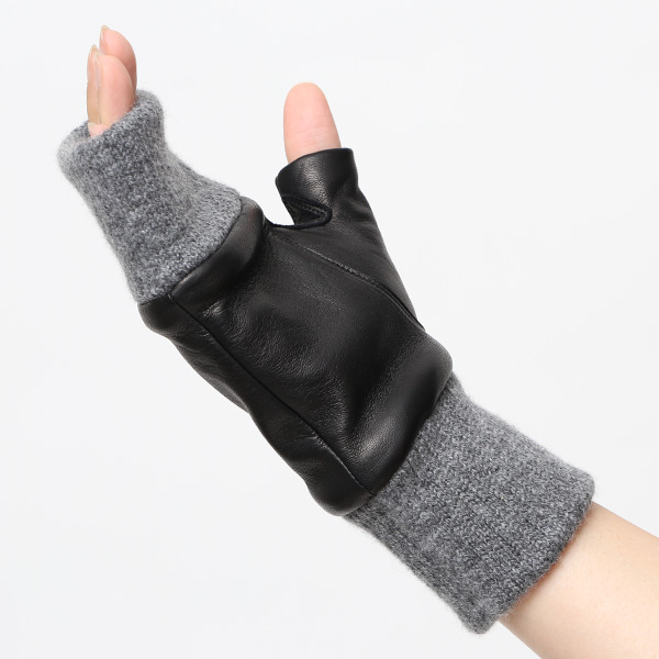  手袋 レディース 本革 カシミヤ裏地 フィンガーレス 防寒 革手袋 日本製 ブランド ブラック 黒 黒色 スマホ タッチパネル 操作可能 女性 通勤 ビジネス プレゼント 化粧箱付き おしゃれ 高級 KURODA(クロダ)