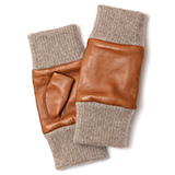 KURODA(クロダ) イタリーラム カシミヤ100％裏地 フィンガーレス レディース 本革手袋 キャメル