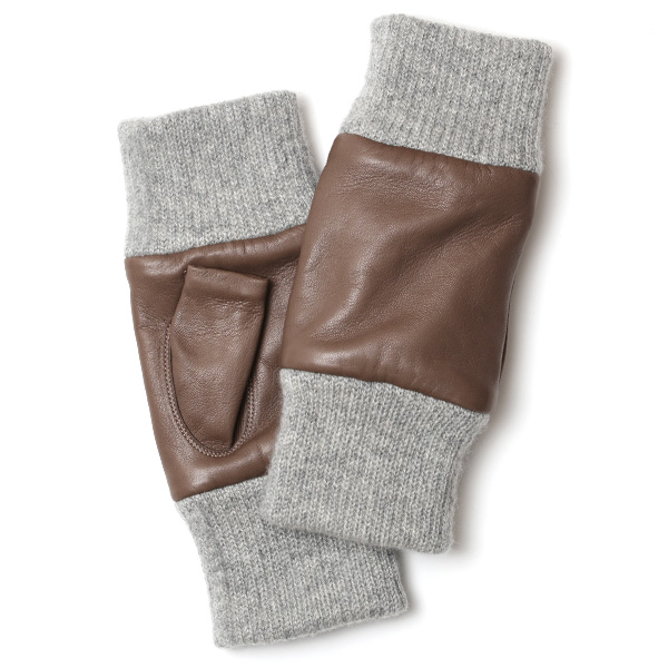 手袋 レディース 本革 カシミヤ裏地 フィンガーレス 防寒 革手袋 日本製 ブランド グレー グレイ 灰色 スマホ タッチパネル 操作可能 女性 通勤 ビジネス プレゼント 化粧箱付き おしゃれ 高級 KURODA(クロダ)