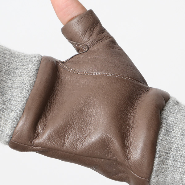 手袋 レディース 本革 カシミヤ裏地 フィンガーレス 防寒 革手袋 日本製 ブランド グレー グレイ 灰色 スマホ タッチパネル 操作可能 女性 通勤 ビジネス プレゼント 化粧箱付き おしゃれ 高級 KURODA(クロダ)