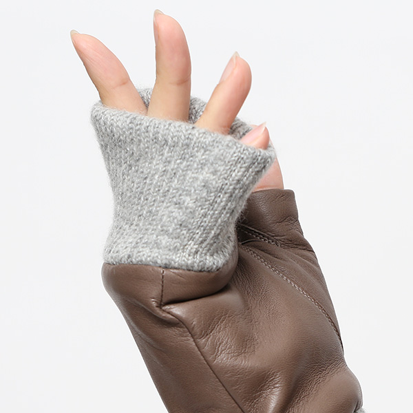 手袋 レディース 本革 カシミヤ裏地 フィンガーレス 防寒 革手袋 日本製 ブランド グレー グレイ 灰色 スマホ タッチパネル 操作可能 女性 通勤 ビジネス プレゼント 化粧箱付き おしゃれ 高級 KURODA(クロダ)