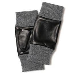 KURODA(クロダ) イタリーラム カシミヤ100％裏地 フィンガーレス メンズ 本革手袋 ブラック