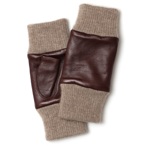  手袋 メンズ 本革 カシミヤ裏地 フィンガーレス 防寒 革手袋 日本製 ブランド ブラウン 茶 茶色 スマホ タッチパネル 操作可能 男性 通勤 ビジネス プレゼント 化粧箱付き おしゃれ 高級 KURODA(クロダ)
