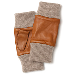 KURODA(クロダ) イタリーラム カシミヤ100％裏地 フィンガーレス メンズ 本革手袋 キャメル