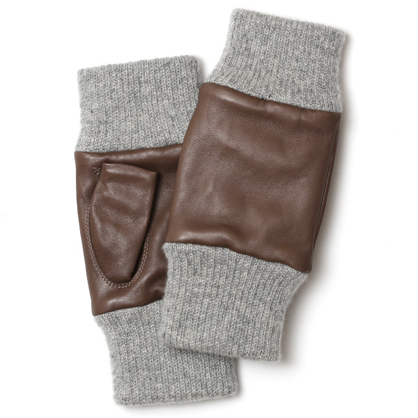 手袋 メンズ 本革 カシミヤ裏地 フィンガーレス 防寒 革手袋 日本製 ブランド グレー グレイ 灰色 スマホ タッチパネル 操作可能 男性 通勤 ビジネス プレゼント 化粧箱付き おしゃれ 高級 KURODA(クロダ)