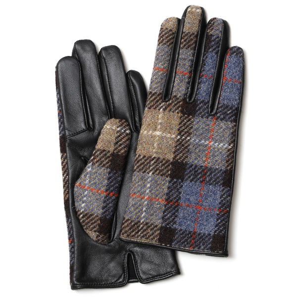 ハリスツイード 日本製 革手袋 レディース スマホ対応 化粧箱付き ブランド 防寒 本革 手袋 ブラウン 茶 茶色 チクチクしない 暖かい タッチパネル 操作可能 プレゼント ギフト かわいい 女性 ビジネス 仕事 クリスマス KURODA(クロダ)