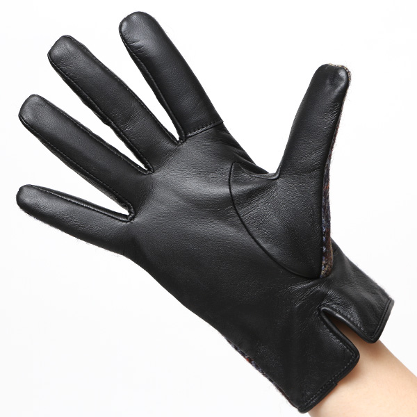 ハリスツイード 日本製 革手袋 レディース スマホ対応 化粧箱付き ブランド 防寒 本革 手袋 ブラウン 茶 茶色 チクチクしない 暖かい タッチパネル 操作可能 プレゼント ギフト かわいい 女性 ビジネス 仕事 クリスマス KURODA(クロダ)