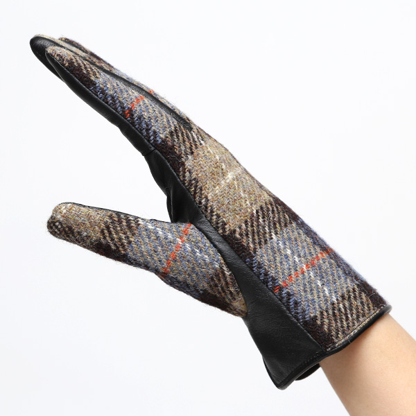 ハリスツイード 日本製 革手袋 レディース スマホ対応 化粧箱付き ブランド 防寒 本革 手袋 ブラウン 茶 茶色 チクチクしない 暖かい タッチパネル 操作可能 プレゼント ギフト かわいい 女性 ビジネス 仕事 クリスマス KURODA(クロダ)