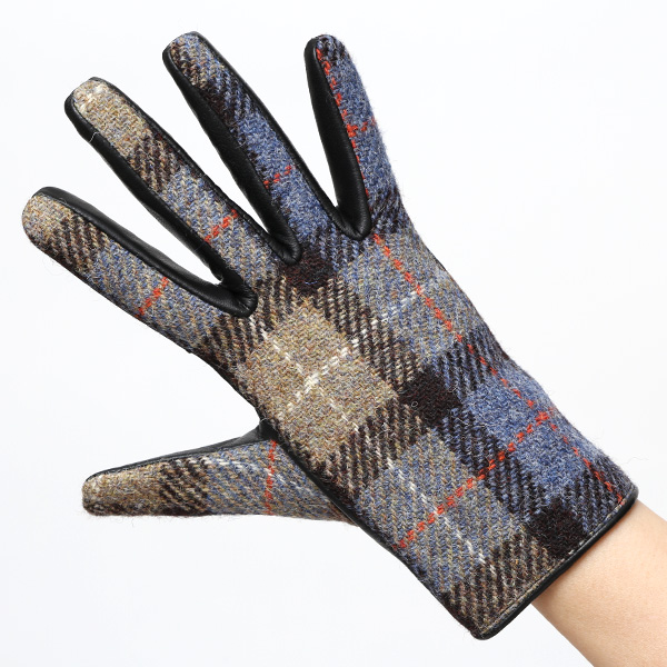 ハリスツイード 日本製 革手袋 レディース スマホ対応 化粧箱付き ブランド 防寒 本革 手袋 ブラウン 茶 茶色 チクチクしない 暖かい タッチパネル 操作可能 プレゼント ギフト かわいい 女性 ビジネス 仕事 クリスマス KURODA(クロダ)