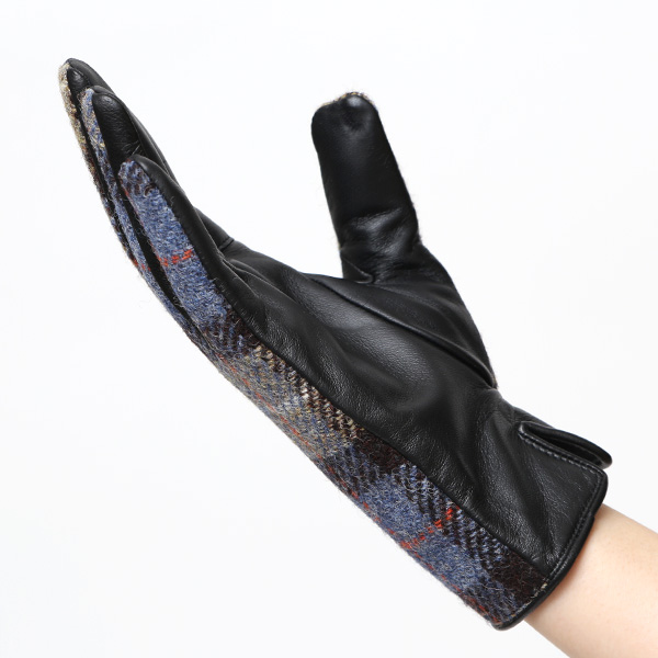 ハリスツイード 日本製 革手袋 レディース スマホ対応 化粧箱付き ブランド 防寒 本革 手袋 ブラウン 茶 茶色 チクチクしない 暖かい タッチパネル 操作可能 プレゼント ギフト かわいい 女性 ビジネス 仕事 クリスマス KURODA(クロダ)