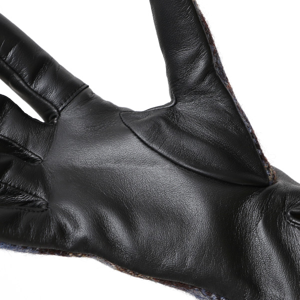 ハリスツイード 日本製 革手袋 レディース スマホ対応 化粧箱付き ブランド 防寒 本革 手袋 ブラウン 茶 茶色 チクチクしない 暖かい タッチパネル 操作可能 プレゼント ギフト かわいい 女性 ビジネス 仕事 クリスマス KURODA(クロダ)