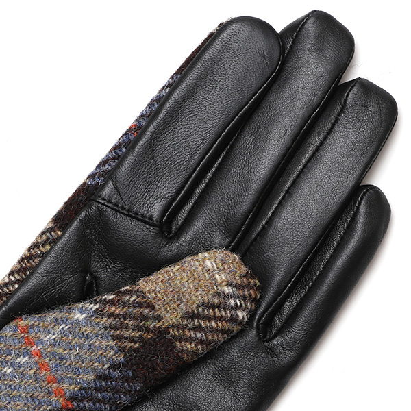 ハリスツイード 日本製 革手袋 レディース スマホ対応 化粧箱付き ブランド 防寒 本革 手袋 ブラウン 茶 茶色 チクチクしない 暖かい タッチパネル 操作可能 プレゼント ギフト かわいい 女性 ビジネス 仕事 クリスマス KURODA(クロダ)