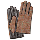 KURODA(クロダ) ハリスツイード 羊革 スマホ操作可能 レディース 本革手袋 ライトブラウン/チェック