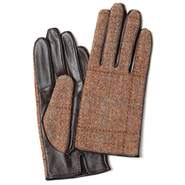 KURODA(クロダ) ハリスツイード 羊革 スマホ操作可能 レディース 本革手袋 ライトブラウン/チェック