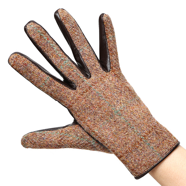  ハリスツイード 日本製 革手袋 レディース スマホ対応 化粧箱付き ブランド 防寒 本革 手袋 ブラウン 茶 茶色 チクチクしない 暖かい タッチパネル 操作可能 プレゼント ギフト かわいい 女性 ビジネス 仕事 クリスマス KURODA(クロダ)
