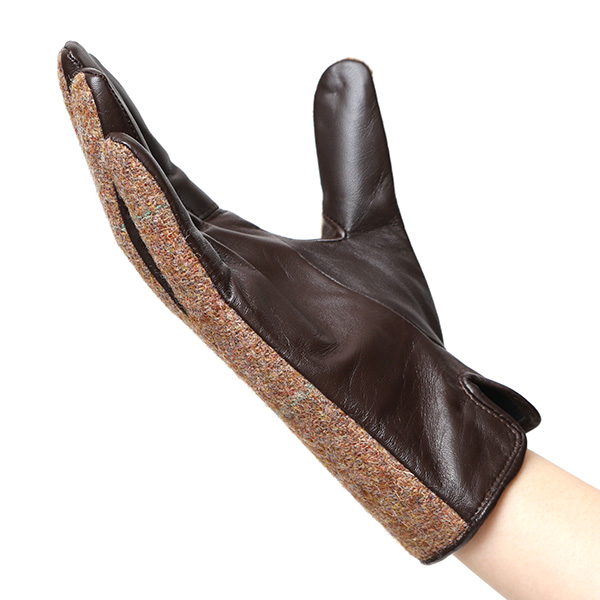  ハリスツイード 日本製 革手袋 レディース スマホ対応 化粧箱付き ブランド 防寒 本革 手袋 ブラウン 茶 茶色 チクチクしない 暖かい タッチパネル 操作可能 プレゼント ギフト かわいい 女性 ビジネス 仕事 クリスマス KURODA(クロダ)