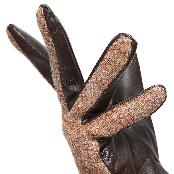  ハリスツイード 日本製 革手袋 レディース スマホ対応 化粧箱付き ブランド 防寒 本革 手袋 ブラウン 茶 茶色 チクチクしない 暖かい タッチパネル 操作可能 プレゼント ギフト かわいい 女性 ビジネス 仕事 クリスマス KURODA(クロダ)