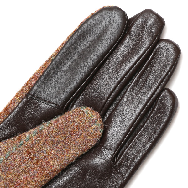  ハリスツイード 日本製 革手袋 レディース スマホ対応 化粧箱付き ブランド 防寒 本革 手袋 ブラウン 茶 茶色 チクチクしない 暖かい タッチパネル 操作可能 プレゼント ギフト かわいい 女性 ビジネス 仕事 クリスマス KURODA(クロダ)