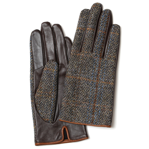 ハリスツイード 日本製 革手袋 レディース スマホ対応 化粧箱付き ブランド 防寒 本革 手袋 ブラウン 茶 茶色 チクチクしない 暖かい タッチパネル 操作可能 プレゼント ギフト かわいい 女性 ビジネス 仕事 クリスマス KURODA(クロダ)