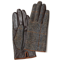 KURODA(クロダ) ハリスツイード 羊革 スマホ操作可能 レディース 本革手袋 ライトブラウン/ヘリンボーン