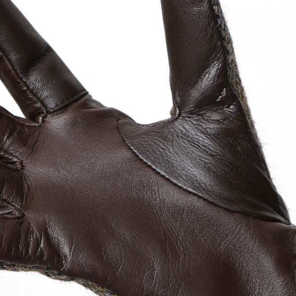 ハリスツイード 日本製 革手袋 レディース スマホ対応 化粧箱付き ブランド 防寒 本革 手袋 ブラウン 茶 茶色 チクチクしない 暖かい タッチパネル 操作可能 プレゼント ギフト かわいい 女性 ビジネス 仕事 クリスマス KURODA(クロダ)