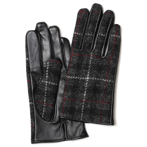  ハリスツイード 日本製 革手袋 レディース スマホ対応 化粧箱付き ブランド 防寒 本革 手袋 グレー グレイ 灰色 チクチクしない 暖かい タッチパネル 操作可能 プレゼント ギフト かわいい 女性 ビジネス 仕事 クリスマス KURODA(クロダ)