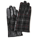 KURODA(クロダ) ハリスツイード 羊革 スマホ操作可能 レディース 本革手袋 ダークグレー/チェック