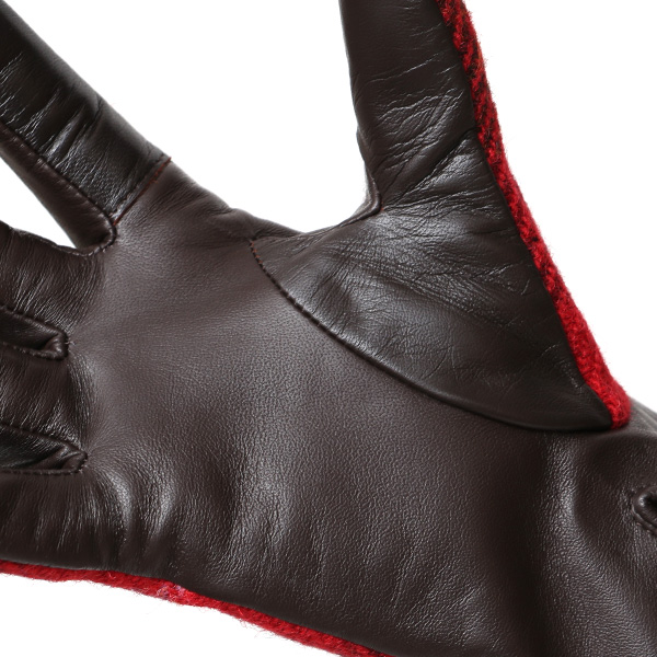 ハリスツイード 日本製 革手袋 レディース スマホ対応 化粧箱付き ブランド 防寒 本革 手袋 レッド ワイン 赤色 チクチクしない 暖かい タッチパネル 操作可能 プレゼント ギフト かわいい 女性 ビジネス 仕事 クリスマス KURODA(クロダ)