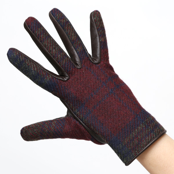  ハリスツイード 日本製 革手袋 レディース スマホ対応 化粧箱付き ブランド 防寒 本革 手袋 レッド ワイン 赤色 チクチクしない 暖かい タッチパネル 操作可能 プレゼント ギフト かわいい 女性 ビジネス 仕事 クリスマス KURODA(クロダ)