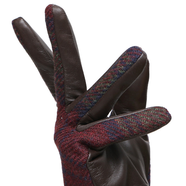  ハリスツイード 日本製 革手袋 レディース スマホ対応 化粧箱付き ブランド 防寒 本革 手袋 レッド ワイン 赤色 チクチクしない 暖かい タッチパネル 操作可能 プレゼント ギフト かわいい 女性 ビジネス 仕事 クリスマス KURODA(クロダ)