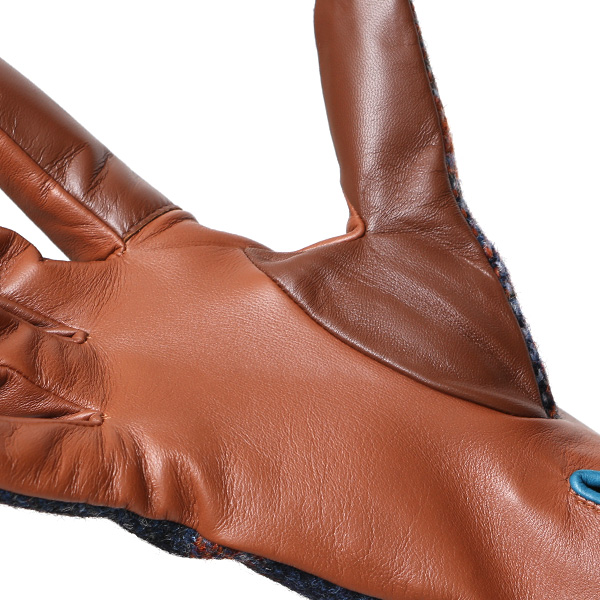  ハリスツイード 日本製 革手袋 レディース スマホ対応 化粧箱付き ブランド 防寒 本革 手袋 ブルー ネイビー 青色 チクチクしない 暖かい タッチパネル 操作可能 プレゼント ギフト かわいい 女性 ビジネス 仕事 クリスマス KURODA(クロダ)