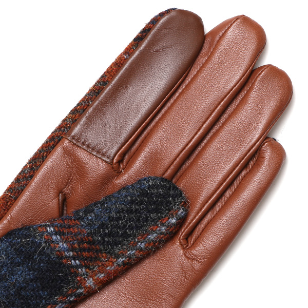  ハリスツイード 日本製 革手袋 レディース スマホ対応 化粧箱付き ブランド 防寒 本革 手袋 ブルー ネイビー 青色 チクチクしない 暖かい タッチパネル 操作可能 プレゼント ギフト かわいい 女性 ビジネス 仕事 クリスマス KURODA(クロダ)