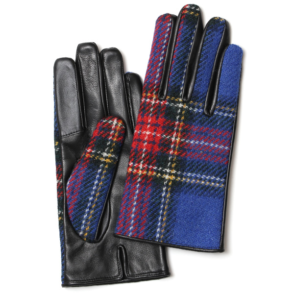 ハリスツイード 日本製 革手袋 レディース スマホ対応 化粧箱付き ブランド 防寒 本革 手袋 ブルー ネイビー 青色 チクチクしない 暖かい タッチパネル 操作可能 プレゼント ギフト かわいい 女性 ビジネス 仕事 クリスマス KURODA(クロダ)